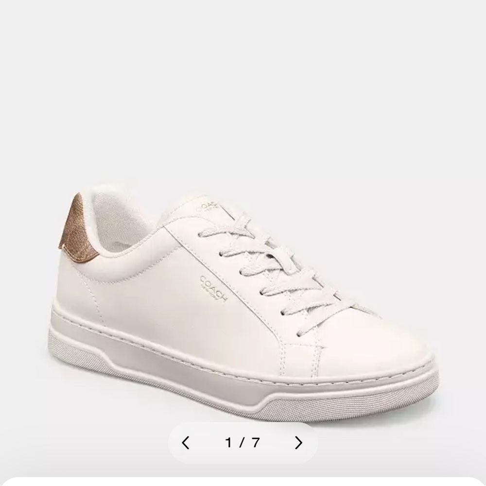 Coach Women's Cream Sneakers with Gold Detail High Line Sneaker - Picture 1 of 8